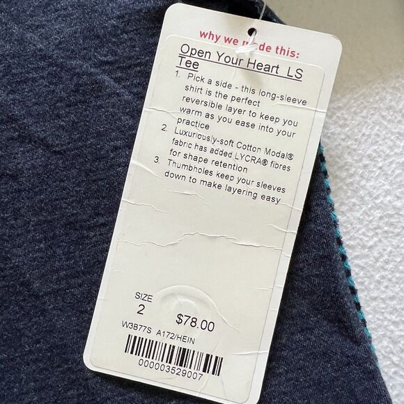 NWT Lululemon Open Your Heart Long Sleeve Heathered Ink Classic Stripe Top 2 - Picture 2 of 11